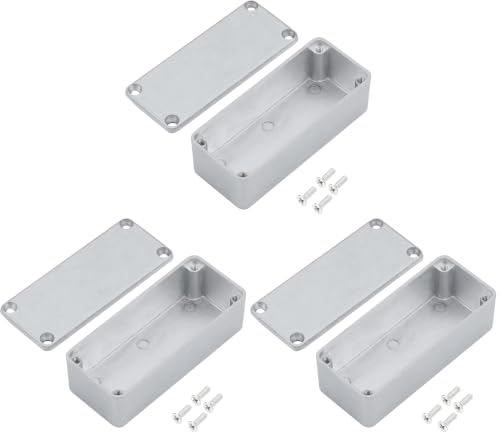 DaierTek 1590A Metal Guitar Pedal Enclosure Diecast Aluminum Stomp Box Case 92x38x31 MM Unfinished for Guitar Effect Toggle Switch Box (Pack of 3) - size: 1590A (Pack of 3)