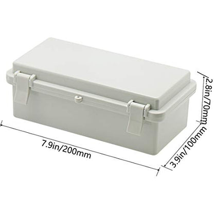 Zulkit 2pcs Junction Box ABS Plastic Dustproof Waterproof IP65 Electrical Boxes Hinged Shell Outdoor Universal Project Enclosure with 2 Cable Glands 7.9 x 3.9 x 2.8 inch (200x100x70mm) - size: 7.9" x 3.9" x 2.8"(2pcs)