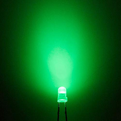 CHANZON 100 pcs 3mm Green Diffused LED Diode Lights (DC 3V 20mA) - color: H) Green-green (100pcs)