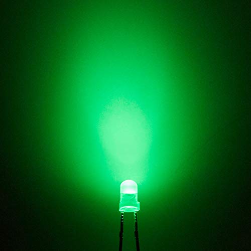 CHANZON 100 pcs 3mm Green Diffused LED Diode Lights (DC 3V 20mA) - color: H) Green-green (100pcs)