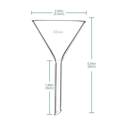 50mm Glass Funnel, Short Stem, Borosilicate Glass, Heavy Wall, Karter Scientific 213V10 (Pack of 2) - size: 50mm, style: Pack of 2