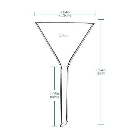 50mm Glass Funnel, Short Stem, Borosilicate Glass, Heavy Wall, Karter Scientific 213V10 (Pack of 2) - size: 50mm, style: Pack of 2