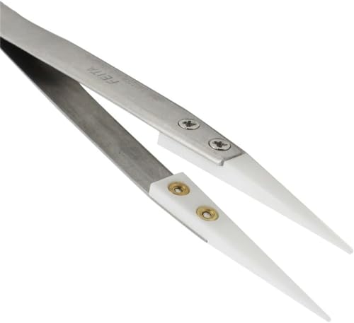 FEITA Precision Pointed Ceramic Tweezers - Temperature Resistant and Anti-Magnetic White Fine Pointy Ceramic Tips Twizzers - For Electronic Repair, DIY Crafting Hobby Tools - 1 Pc (White - Tip) - color: White - Tip