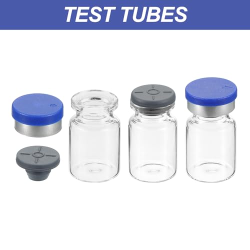 PATIKIL 6ml Sample Vials, 100 Pack Lab Empty Vials with Butyl Rubber Stopper Crimp Top Caps and Labels Borosilicate Glass Vial, Clear - color: Clear, size: 6ml
