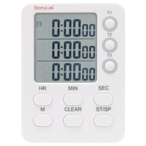 stonylab 3 Channel Digital Timer, Triple Independent Count Up and Count Down Timing with Silent Operation Function, for Laboratory Experiments