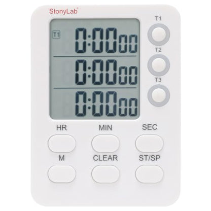 stonylab 3 Channel Digital Timer, Triple Independent Count Up and Count Down Timing with Silent Operation Function, for Laboratory Experiments