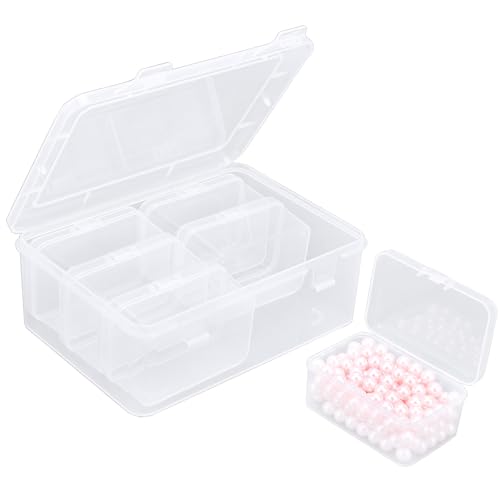Cosics Bead Organizer Box, Clear Plastic Storage Case with 6 Mini Container Case for Jewelry, Earrings, Bracelets, Diamonds, Rhinestones, Acrylic Nails, Screws, Seeds - color: Clear, size: 6 Grids-1PCS