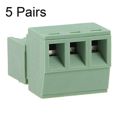 uxcell 3-Pin Pluggable Terminal Block 3.81mm Pitch (3.5mm) Connector Male and Female for PCB 5 Pairs