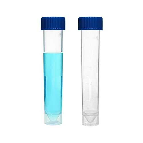 PEKYBIO Clear Plastic Graduated Test Tubes 10ml Sterile Sample Storage Container with Screw Cap Self-Standing Lab Transport Tube, Case of 50 - size: 10ml 50Pcs