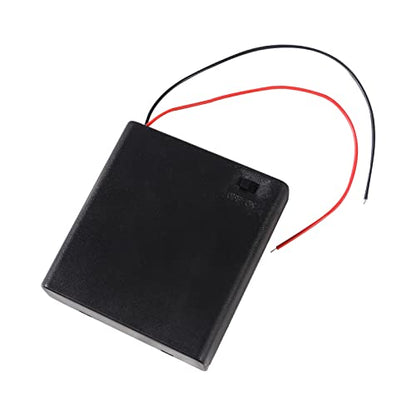 4Pcs 4 Slots 1.5V AA Battery Case Holder 4 x 1.5V AA Battery Spring Clip Storage Box with Wire and ON/Off Switch - size: AA 4 Cell