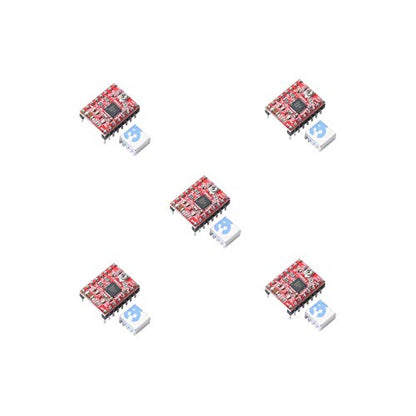 5pcs A4988 Stepper Motor Driver pololu StepStick Module Board Red with Aluminum Heat Sink Compatible with ramps 1.4 3D Printer Reprap, CNC Machine or Robotics