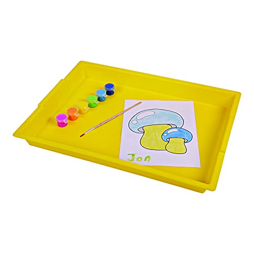 Deflecto Finger Paint Tray for Kids, Plastic Container, Yellow, 16” x 1.8” x 12”, 6 Count - color: Yellow