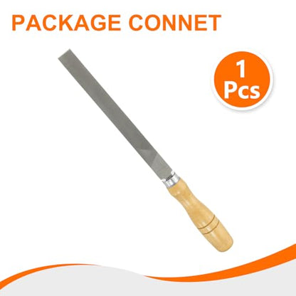 HARFINGTON Flat Medium Cut File 8" Double Cut Teeth High Carbon Steel Hand Rasp File with Wood Handle for Metal Wood Deburring Removing - size: 8", style: Medium