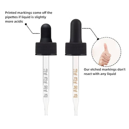 1oz 30ml Clear Glass Bottles with Graduated Dropper, 3 Pack