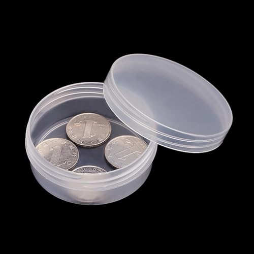 12 Pack 1.69 oz Clear Storage Box Round Organizer (2.64 x 1.02 inch) with Lid for Earplugs Tiny Bead Dices and Other Craft Accessories - size: 50 ml (2.64" x 1.02")