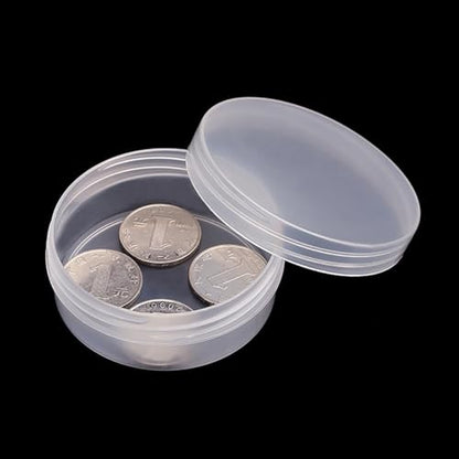 12 Pack 1.69 oz Clear Storage Box Round Organizer (2.64 x 1.02 inch) with Lid for Earplugs Tiny Bead Dices and Other Craft Accessories - size: 50 ml (2.64" x 1.02")