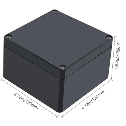 Project Box IP65 Waterproof Junction Box ABS Plastic Black Electrical Boxes DIY Electronic Project Case Power Enclosure 4.72x4.72x2.95 inch (120x120x75mm) - color: Black, size: 4.72"x4.72"x2.95"