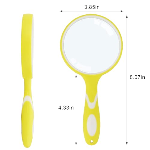 Rongon 10X Handheld Magnifying Glass, 100MM Large Reading Magnifier(Yellow) - color: Yelloe