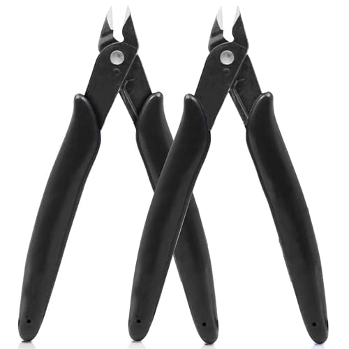 Micro Wire Cutters Precision Flush Cutter Pliers for Jewelry Making Electronics Craft 5 Inch Mini Side Cutting Nippers for Zip Ties Plastic Models and Hobby Projects 2PCS Black