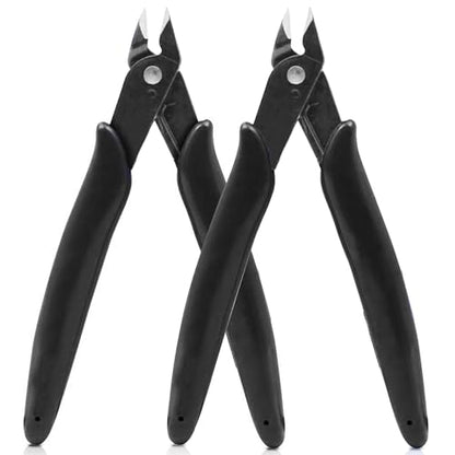 Micro Wire Cutters Precision Flush Cutter Pliers for Jewelry Making Electronics Craft 5 Inch Mini Side Cutting Nippers for Zip Ties Plastic Models and Hobby Projects 2PCS Black