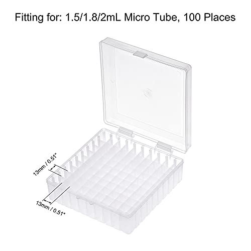 uxcell Centrifuge Tube Freezer Storage Box 100 Places Waterproof Polypropylene Lockable Cryogenic Holder Rack for 1.5/1.8/2ml Microcentrifuge Tubes Vials Samples, White - color: White