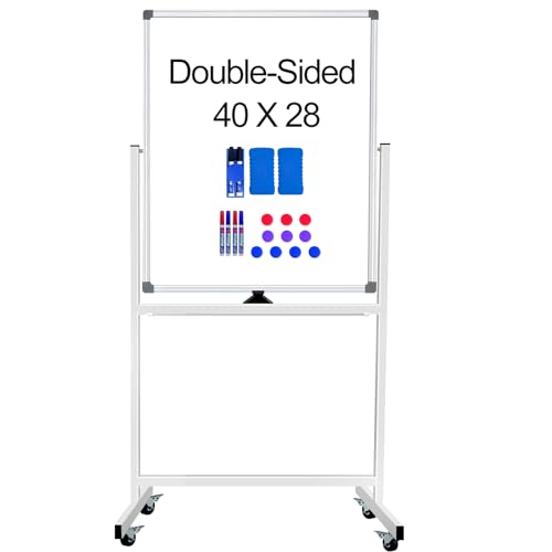Double-Sided White Board with Stand, 40 X 28 Inch Dry Erase Board - size: 28"W x 40"H