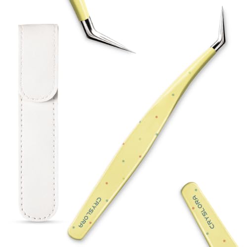 Craft Tweezers, Precision Tweezers for Stickers with Pouch Yellow - color: Yellow