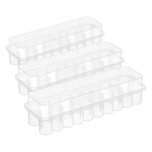 24-Slot Vial Holder for Fridge, Stackable 3mL Plastic Storage Case for Peptide & Insulin, Semi-Transparent Organizer Box Container with Lid for Essential Oils, Microtubes and Vials (Pack of 3) - size: 17.40X4.70X4.10CM (Pack of 3)