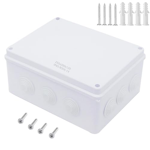 Zulkit Junction Box ABS Plastic Dustproof Waterproof IP65 Universal Electrical Boxes Project Enclosure White 10 x 7.9 x 4.7 inch (255 x 200 x 120mm) - size: 10" x 7.9" x 4.7"