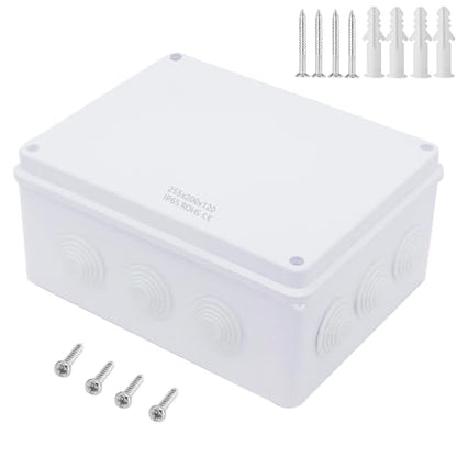 Zulkit Junction Box ABS Plastic Dustproof Waterproof IP65 Universal Electrical Boxes Project Enclosure White 10 x 7.9 x 4.7 inch (255 x 200 x 120mm) - size: 10" x 7.9" x 4.7"