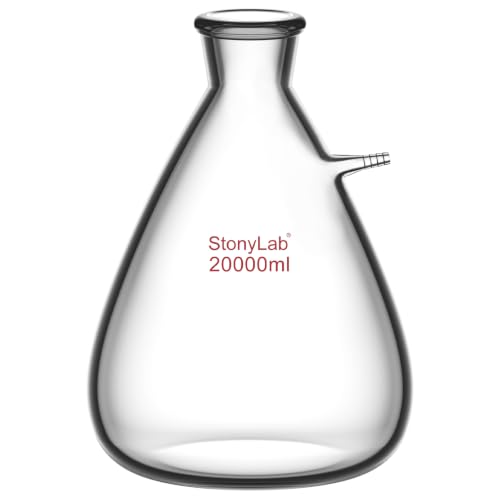 stonylab Glass 20000ml Heavy Wall Borosilicate Glass Filtering Flask, Bolt Neck with Tubulation, 20L - size: 20000 ml