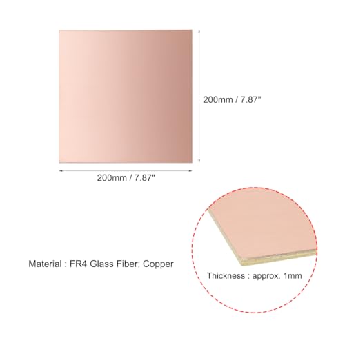 uxcell 5pcs 200x200mm Double Sided Copper Clad Laminate PCB Circuit Board FR4 1mm Thickness DIY Prototyping PCB Board - size: 200mmx200mmx1mm