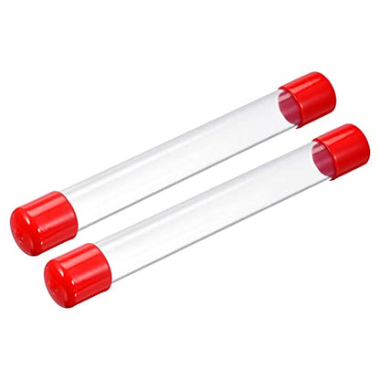 PATIKIL Clear Rigid Tube Round Plastic Tubing with Red Rubber Caps Polycarbonate Water Pipe, 305mm/ 12 Inch Length, 22mmx25mm/0.87"x1", 2 Set - color: Red,Clear, size: 0.87"x1"