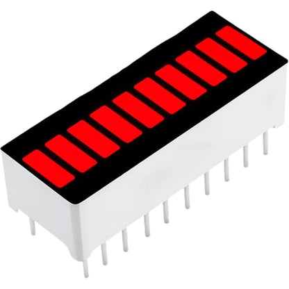 10 Segment LED Bar Graph Display Module Red Light Indicator for Arduino ESP32 ESP8266 Raspberry Pi, Presoldered, 5 Pack