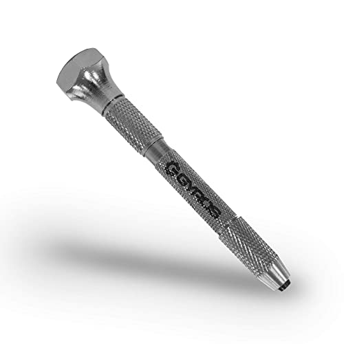 GYROS Swivel Head Pin Vise Hand Drill, 0"(0mm) to 1/8"(3.175mm) w/Anti-Slip Nickel Plated Steel Body & 2 Reversible Collets, Small Hand Drill for Precision Drilling of Jewelry, Plastic, & Wood