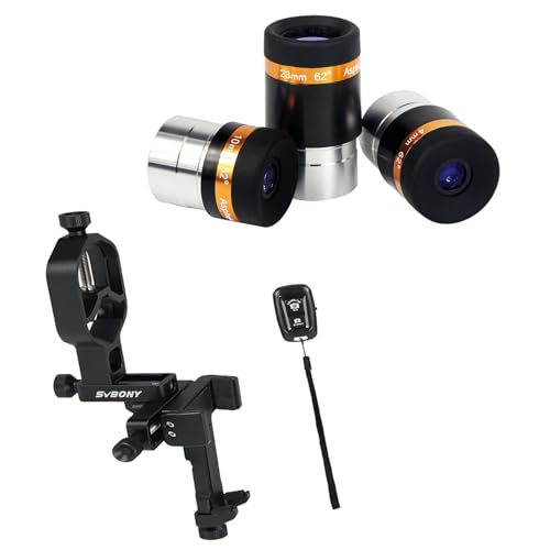 SV214 Pro Universal Phone Adapter for Telescope, Spotting Scope Binoculars, 3-Axis Adjustable Phone Holder Bundle with Telescope Eyepieces Kit - 4mm, 10mm, 23mm, for Astronomy Mobile Photography