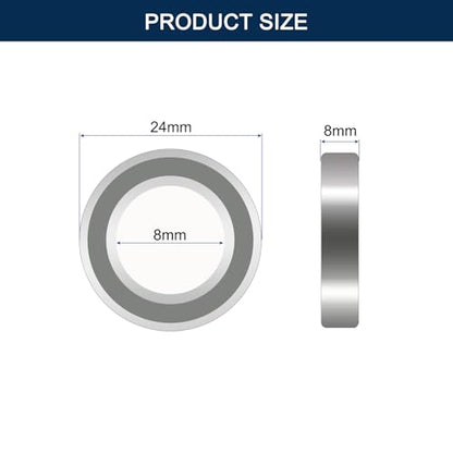628ZZ Deep Groove Ball Bearings, ID 8mm x OD 24mm x Width 8mm Miniature Bearings, Double Metal Shielded Ball Bearing Chrome Steel Z2 Lever 20pcs - size: 628ZZ 8x24x8mm