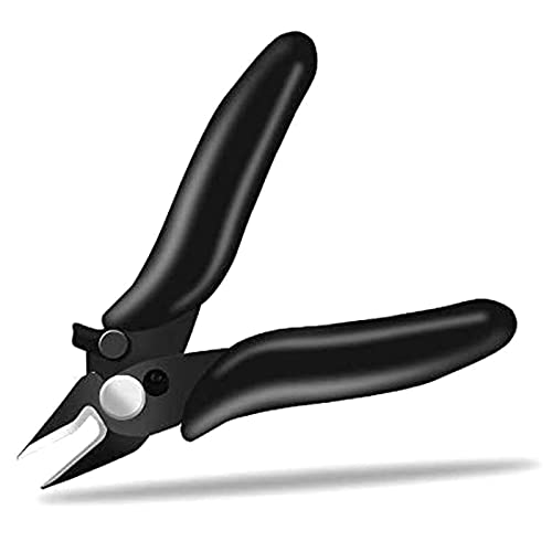 BOENFU 3.5 Inches Mini Cutter with Lock, Flush Cutters, Small Wire Snips, Micro Wire Cutter with Spring, Black - color: 3.5 Inches - 1 Pack - Black Handle