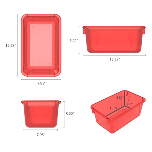 Storex Small Cubby Bin, 12.2 x 7.8 x 5.1 Inches, Candy Red, (62475U05C) (Pack of 5) - color: Tint Red, style: Bin Only