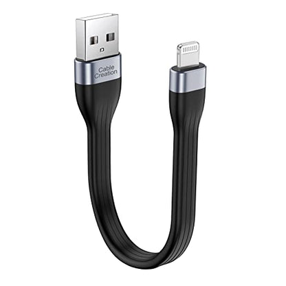 CableCreation iPhone Charging Cable, 15cm USB to Lightning Charging Cord - color: black
