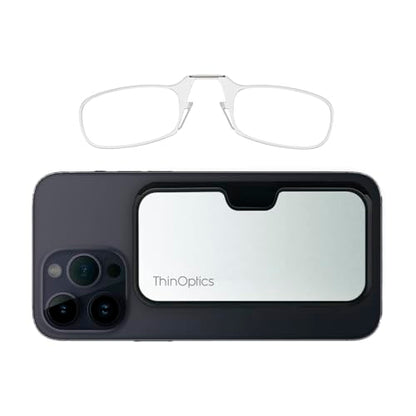 Always With You by ThinOptics Classic Readers + Attachable Glasses Case - color: Metal Case / Clear Frames