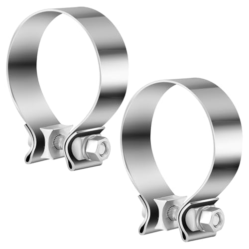 2 Pcs 2.5 Inch Muffler Clamp, 2 1/2" Narrow Band Muffler Clamp Stainless Steel for Pipes and System Repair - size: 2.5 Inch