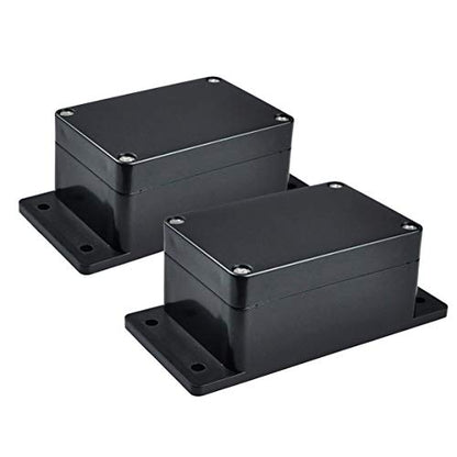 2 Pack IP65 Electronic Project Box Plastic ABS Waterproof Black Junction Box Enclosure with Fixed Ear 3.95" x 2.7" x 2" - size: 3.95" x 2.7" x 2"