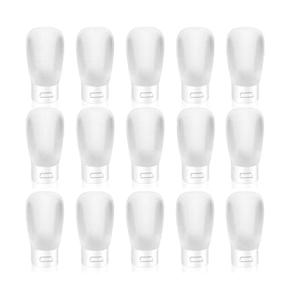 15 Pack 30ml/1oz Plastic Squeeze Bottles Travel Tubes Cosmetic Soft Leak-Proof Makeup Toiletry Containers with Flip Cap Refillable for Facial Cleanser Body Bath Shower Gel Lotion Cream Shampoo