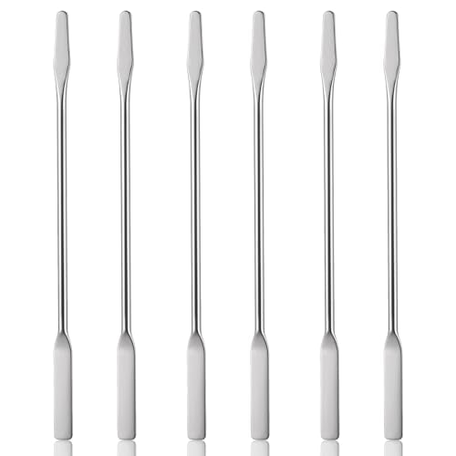6 Pcs Lab Spatula, Double Ended Metal Spatula, Stainless Steel Square/Round for Mixing Cosmetics - color: 6 Pcs