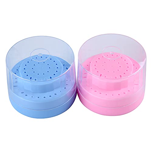Dental Multi-Use Burs Holder 60 Holes Round with Transparent Cover Random