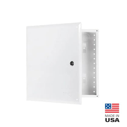 Legrand - OnQ 14 Inch Structured Wiring Enclosure with Hinged Door, Large Wire Openings & Extra Knockouts - Glossy White, EN1450 - size: 14 inch