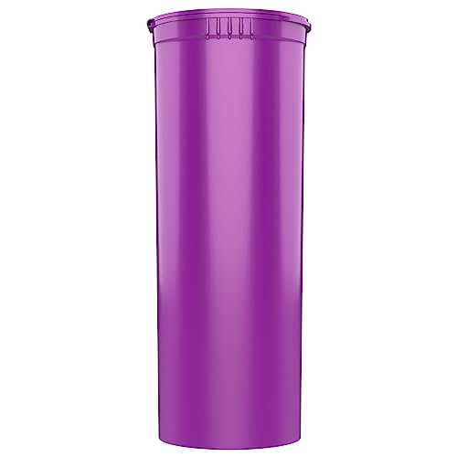 Dragon Chewer 60 Dram CR Plastic Packaging Pop Top Containers - Child Resistant Travel Holder Vial Bottles - 75 qty (Purple) - color: Purple