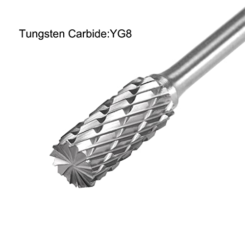 uxcell Tungsten Carbide Rotary Files 1/8" Shank, Double Cut Top Toothed Cylinder Shape Rotary Burrs Tool 5mm Dia, for Die Grinder Wood Soft Metal Polishing Model Engineering, 2pcs - size: 51x3x5mm