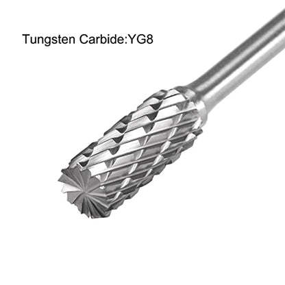 uxcell Tungsten Carbide Rotary Files 1/8" Shank, Double Cut Top Toothed Cylinder Shape Rotary Burrs Tool 5mm Dia, for Die Grinder Wood Soft Metal Polishing Model Engineering, 2pcs - size: 51x3x5mm